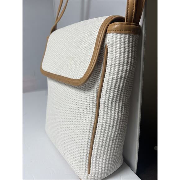Vintage Fossil 1954 Woven Shoulder Crossbody Bag Purse White - Picture 3 of 8